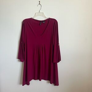 Women's Burgundy V-Neck Top